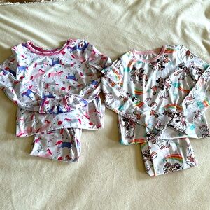 EUC - toddler girl Cuddl dud sets (2) Minnie Mouse and unicorn - size 2T/3T